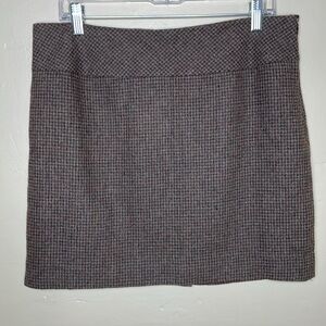 THE LIMITED Mini Skirt Brown & Charcoal Mini Houndstooth Wool Blend Academia 10